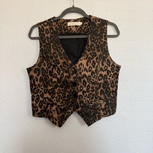 Lizette Collection Brown Black Leopard Vest